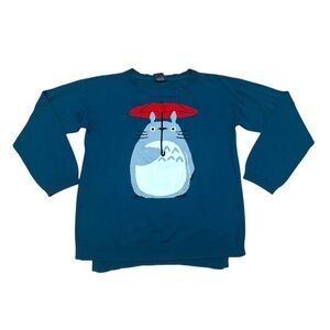 My Neighbor Totoro Women's Long Sleeve Pullover Sweater in Green XL